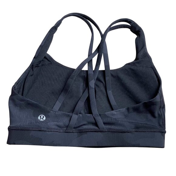 Lululemon Athletica Energy Bra Women's Size 4 Black, Gray Camo Camouflage Print - Picture 2 of 7